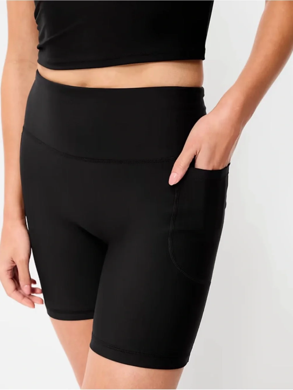 Old Navy Powersoft Extra High Waisted No Front Seam Pocket Bike Shorts Large.
